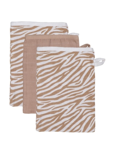 Blush &amp; Blossom - Gants de toilette en mousseline - 3 paquets Zebra