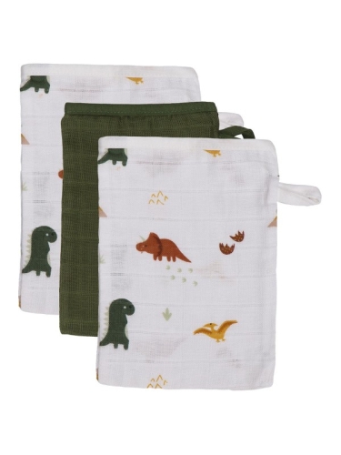 Blush &amp; Blossom - Kit de démarrage (6 couches - 3 gants de toilette - 3 gants de bouche) Dinosaure