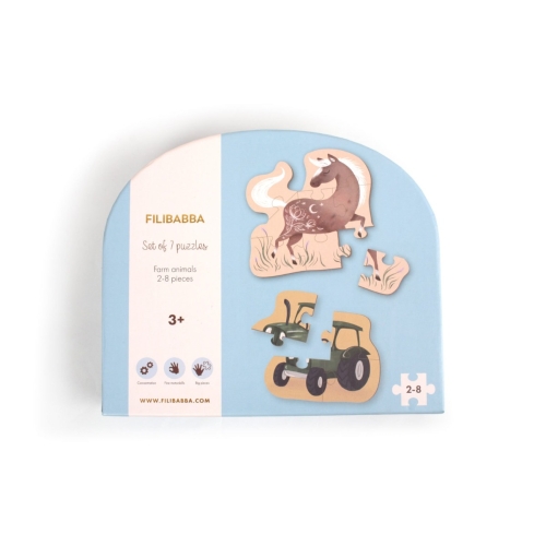 Filibabba Set de 7 puzzles Animaux de la ferme 