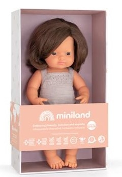 Miniland Poupée bébé cheveux bruns 38 cm