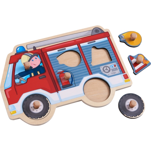 Haba Moteur de pompier puzzle incrustation