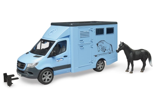 Bruder MB Sprinter transport d'animaux bleu avec cheval