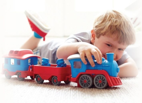 Green Toys train bleu