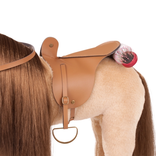 Götz Boutique, cheval de compétition avec selle et rêne, Sparky, marron clair, 37 cm