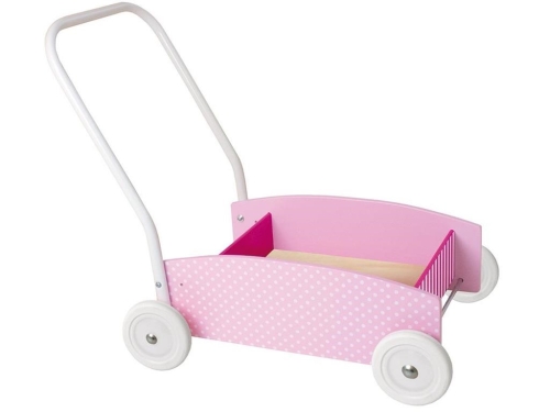 Jabadabado Chariot en bois rose avec roues blanches