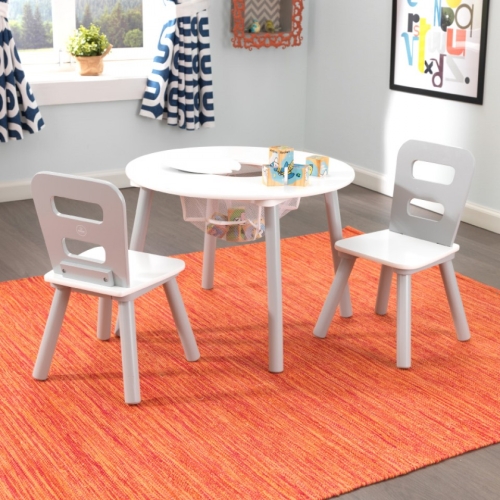 Kidkraft Table ronde avec chaises grises et blanches