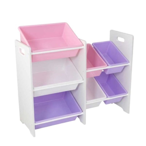 Armoire Kidkraft avec 7 bacs de rangement Pastel et Blanc