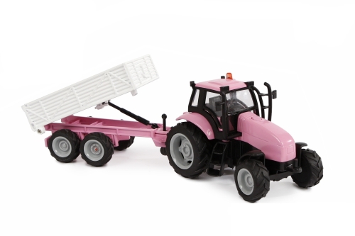 Kids Globe Tracteur avec remorque rose