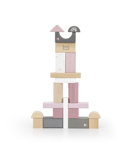 Label Label blocs en bois 50 pièces rose