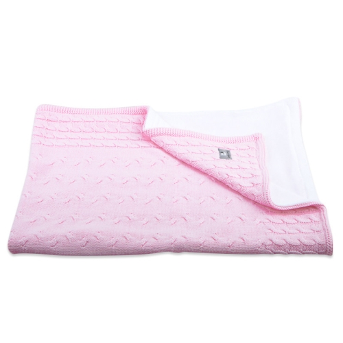 Couverture Chenille Cable Baby Pink