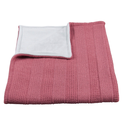 Couverture pour bébé, Chenille robuste, côtes framboise