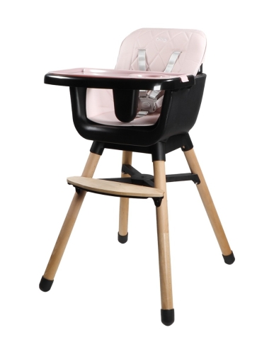Chaise haute en bois Ding Daily Pink