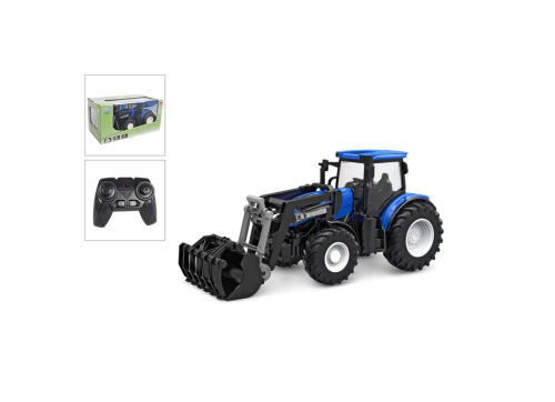 Tracteur Globe pour enfants avec lumière et chargeur frontal bleu