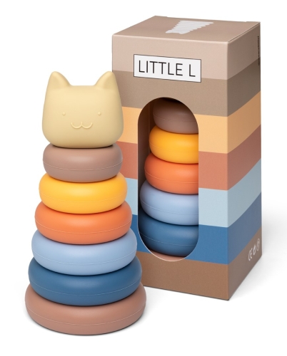 Little L Stacking Tower Chat beige et bleu