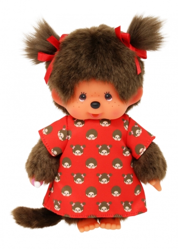 Monchichi Girl 20cm Robe rouge imprimée