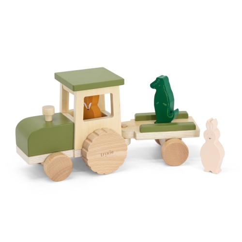 Trixie Tracteur en bois avec remorque