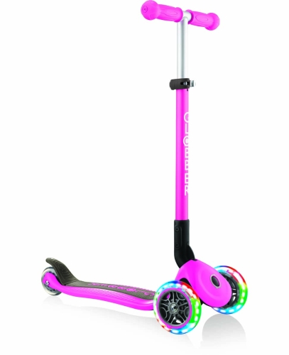 Globber Primo Marchepied pliable à 3 roues rose avec lumières