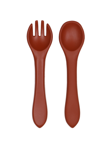 Tryco - Silicone - cuillère et fourchette - Rouille foncée 
