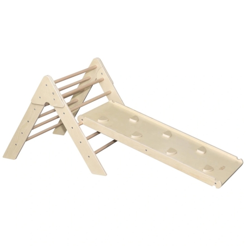 Tryco - Triangle à grimper en bois avec toboggan