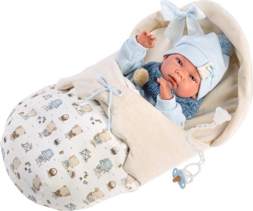 Llorens Baby Doll Nico Blue avec sac de couchage 40 cm