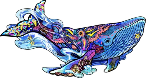 Casse-tête en bois Eureka Rainbow Baleine bleue