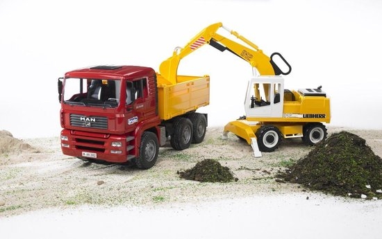 Camion Grue Mack Granite Liebherr - Bruder 1:16 - Véhicule Chantier Haut 1,30m