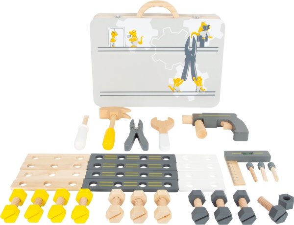 Valise boite à outils avec perceuse, jouet en bois de Legler